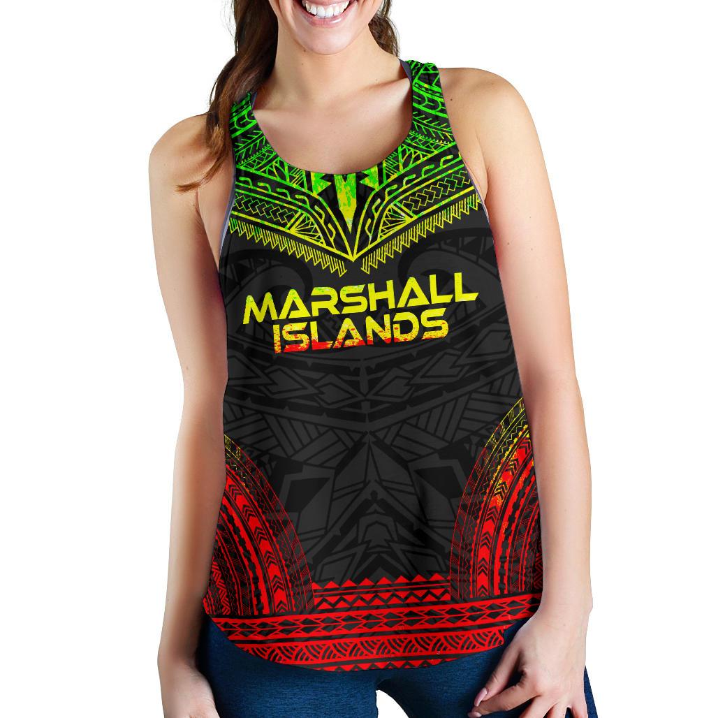 Marshall Islands Women's Racerback Tank - Polynesian Chief Reggae Version Art - Polynesian Pride