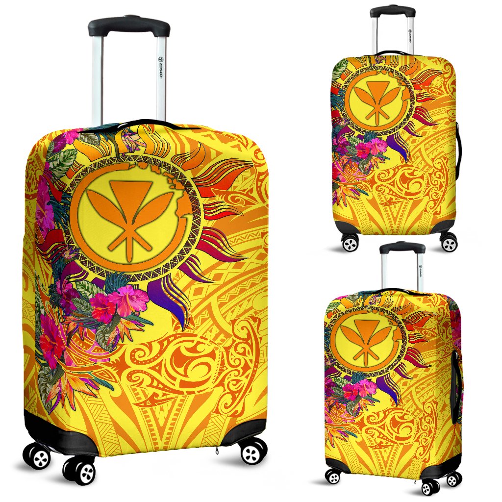 Polynesian Luggage covers - Hawaii Kanaka Maoli & Hibiscus Flowers With Polynesian Patterns BN17 Yellow - Polynesian Pride