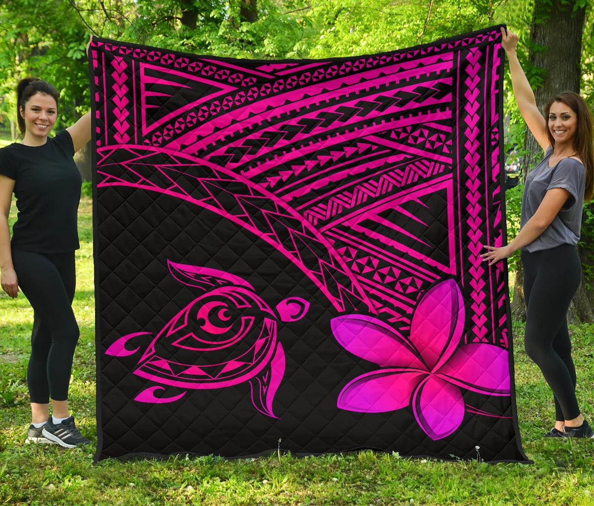 Hawaii Quilt - Hawaii Turtle Plumeria Quilt Pink Pink - Polynesian Pride
