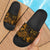 Fiji Slide Sandals - Turtle Hibiscus Pattern Gold Black - Polynesian Pride