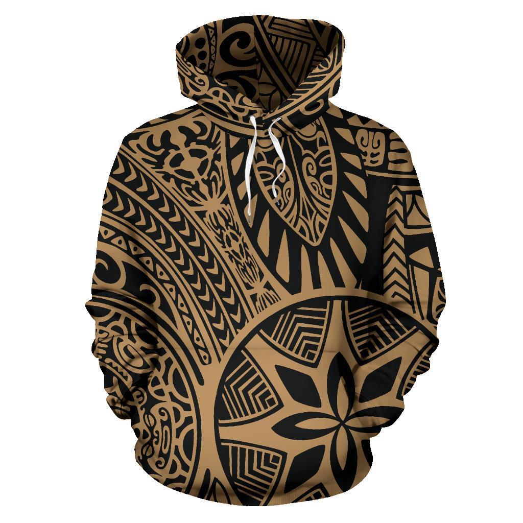 Hawaii Hoodie Polynesian Hawaiian Style Tribal Tattoo Gold Pullover Unisex Art - Polynesian Pride