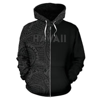 Hawaii Kanaka Polynesian Zip up Hoodie The Half Grey - Polynesian Pride