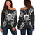 Tuvalu Polynesian Shoulder Sweater Map Black Black - Polynesian Pride