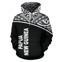 Papua New Guinea Polynesian ll Over Hoodie Black Curve - Polynesian Pride