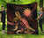 Nauru Polynesian Premium Quilt - Turtle With Blooming Hibiscus Gold - Polynesian Pride