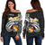 Tonga Women's Off Shoulder Sweater - Tonga Seal Polynesian Patterns Plumeria (Black) - Polynesian Pride