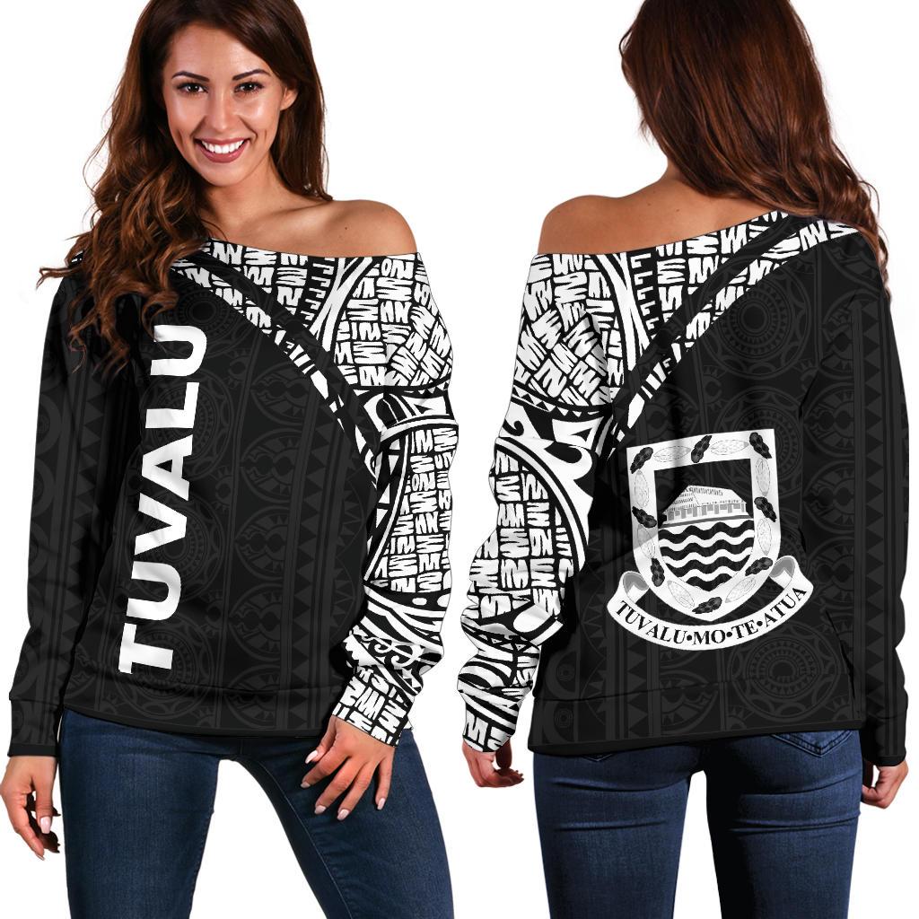 Tuvalu Women's Off Shoulder Sweater - Curve Tyle Black - Polynesian Pride