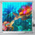 Nauru Shower Curtain - Sea Turtle Coral Treasure 177 x 172 (cm) BLACK - Polynesian Pride