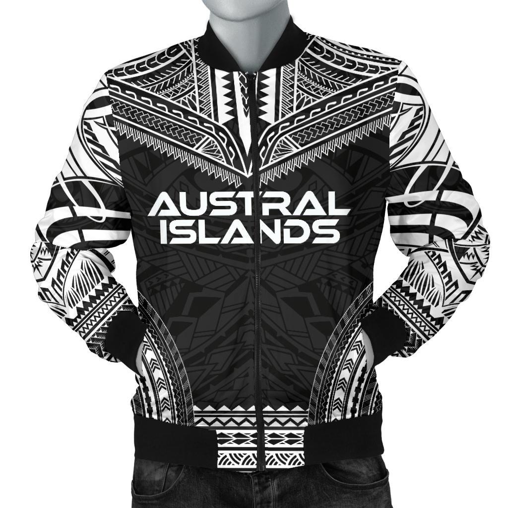 Austral Islands Polynesian Chief Men's Bomber Jacket - Black Version Black - Polynesian Pride