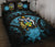 Solomon Islands Polynesian Quilt Bed Set Hibiscus Blue Black - Polynesian Pride