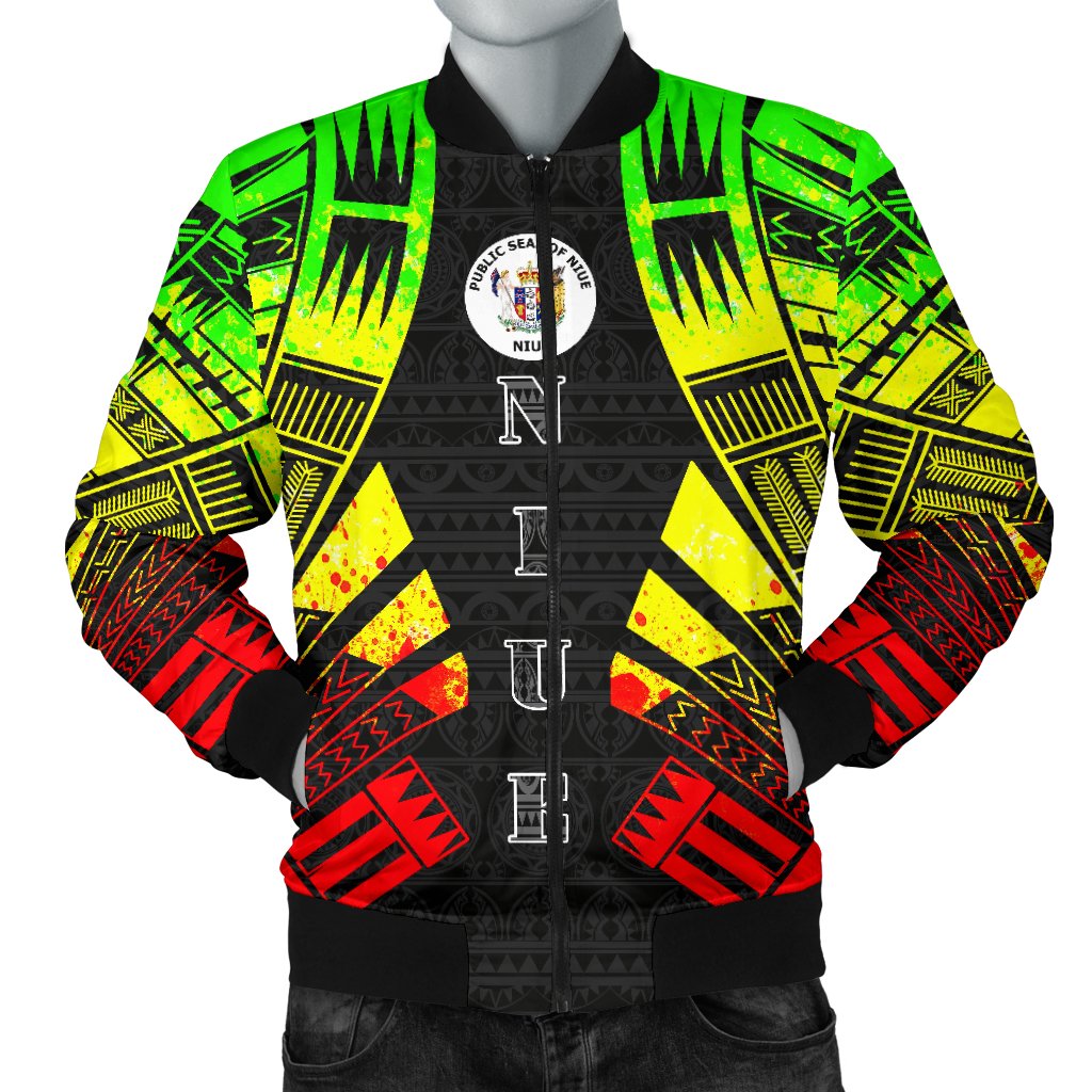 Niue Men Bomber Jackets - Polynesian Tattoo Reggae Reggae - Polynesian Pride