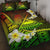 American Samoa Quilt Bed Set - Seal Of American Samoa With Plumeria Flowers Black - Polynesian Pride