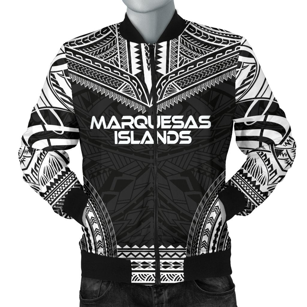 Marquesas Islands Polynesian Chief Men's Bomber Jacket - Black Version Black - Polynesian Pride