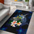 Solomon Islands Polynesian Area Rug - Turtle With Plumeria Flowers Blue - Polynesian Pride