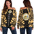 Hawaii Women's Off Shoulder Sweater - Polynesian Tattoo Gold Gold - Polynesian Pride