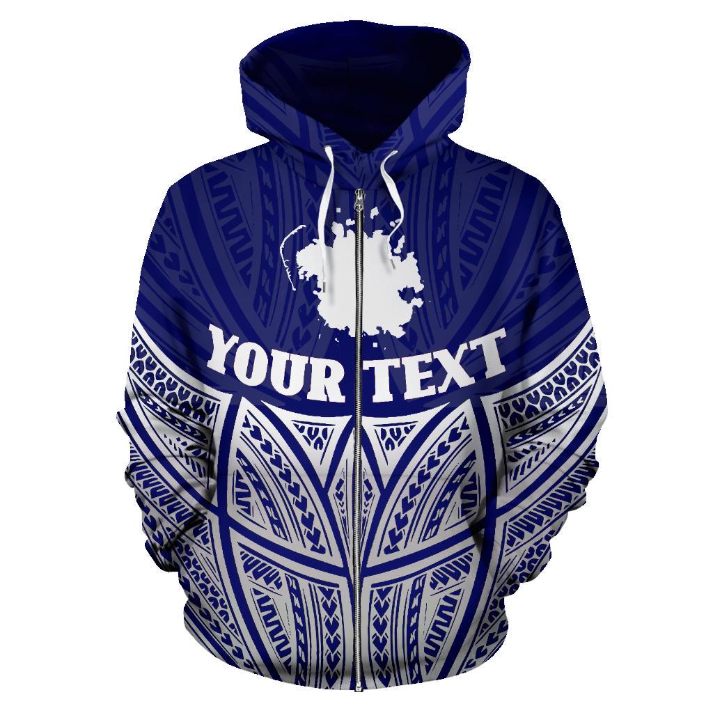 Pohnpei Polynesian Custom Zip up Hoodie Blue Pride Map and Seal - Polynesian Pride