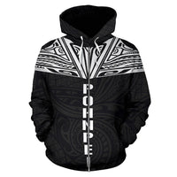 Pohnpei All Over Zip up Hoodie Neck Style - Polynesian Pride