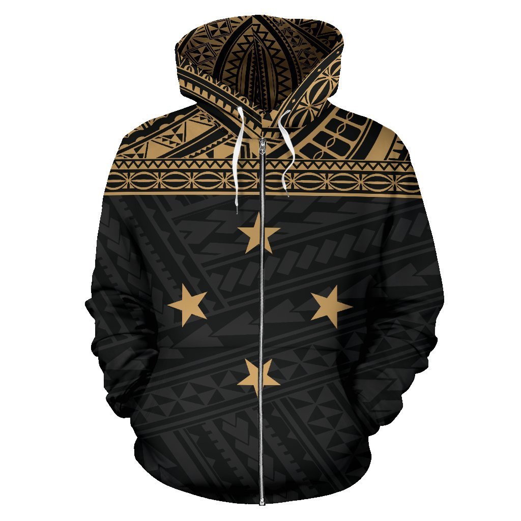 Federated States of Micronesia All Over Zip up Hoodie Gold Style - Polynesian Pride