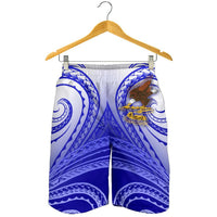 American Samoa Polynesian Men's Shorts - Bald Eagle (Blue) - Polynesian Pride