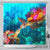 Kosrae Shower Curtain - Sea Turtle Coral Treasure 177 x 172 (cm) BLACK - Polynesian Pride