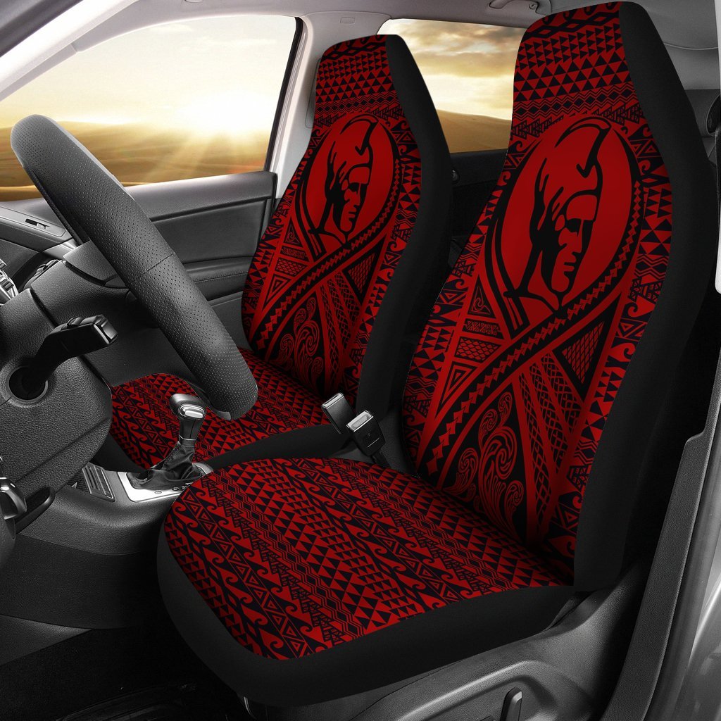 Hawaii Car Seat Covers - Polynesian King Tattoo Red Universal Fit Red - Polynesian Pride