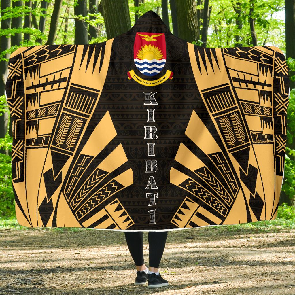 Kiribati Hooded Blanket - Polynesian Tattoo Gold Hooded Blanket Gold - Polynesian Pride