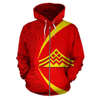 Hawaii Polynesian Mauna Kea Zipper Hoodie Black Circle Style - Polynesian Pride