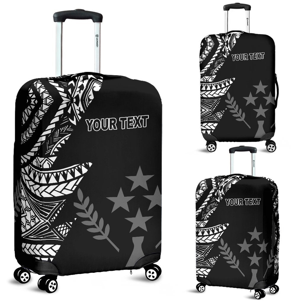 Kosrae Personalised Custom Luggage Covers - Micronesian Pattern Flash Black Black - Polynesian Pride