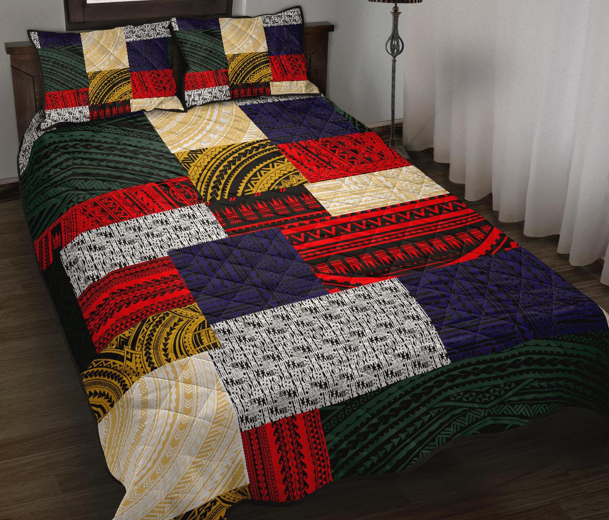 Polynesian Quilt Bed Set - Design Retro Patchwork Art - Polynesian Pride