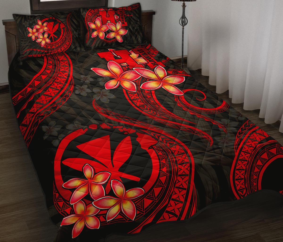 Polynesian Hawaii Quilt Bed Set - Red Plumeria RED - Polynesian Pride