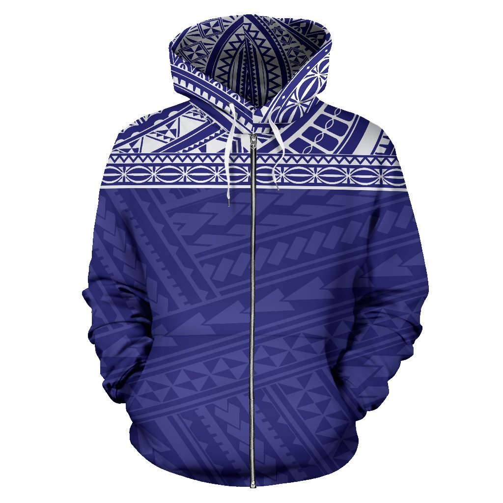 Poly All Over Zip up Hoodie Polynesian Blue Version - Polynesian Pride