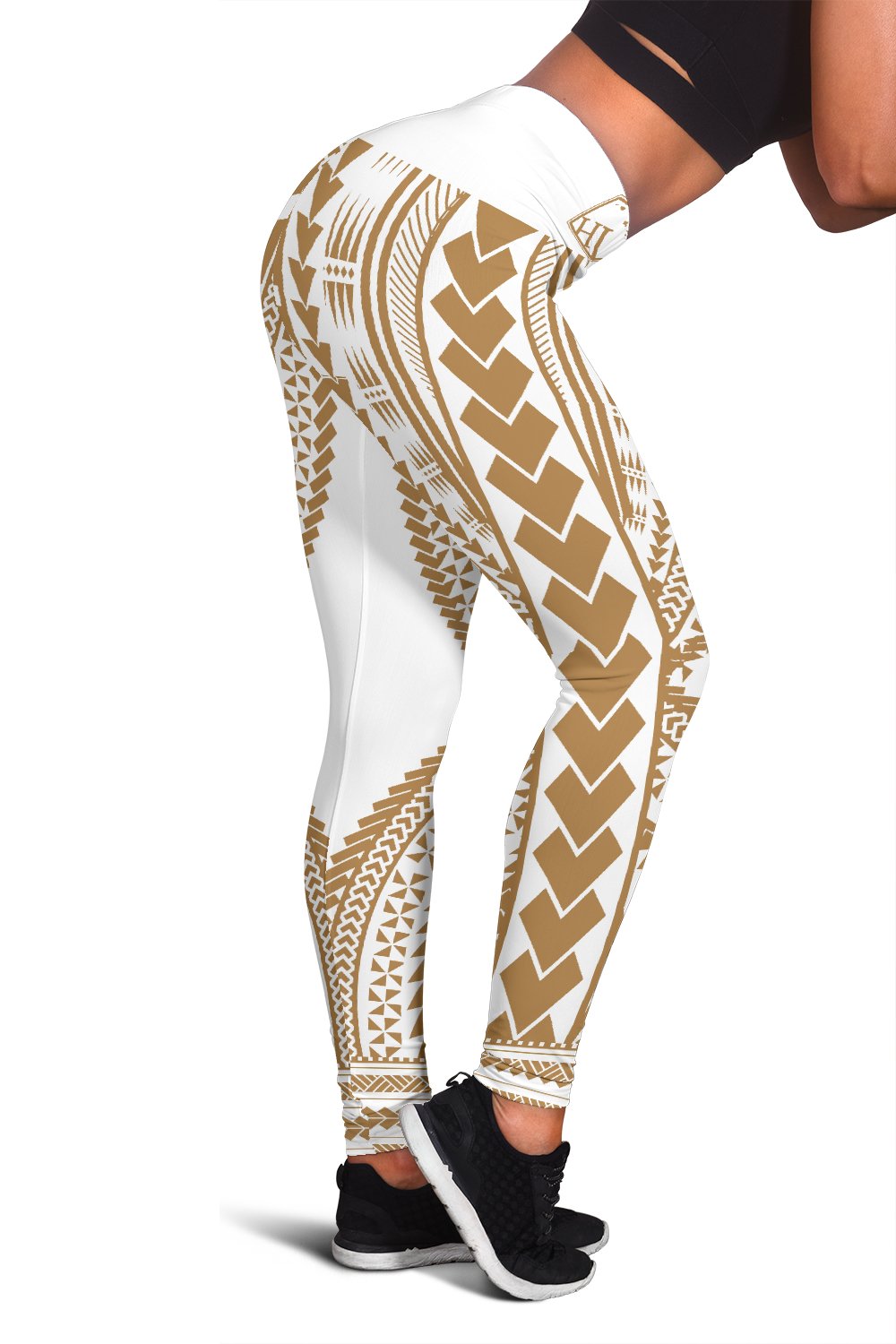 Hawaii Polyneisan Gold And White Color Special Tribal Women's Leggings White - Polynesian Pride