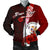 Niue Polynesian Custom Personalised Men's Bomber Jacket - Coat Of Arm With Hibiscus Red - Polynesian Pride