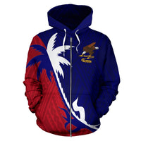 American Samoa Zip up Hoodie American Samoa Flag Seal Coconut Tree - Polynesian Pride