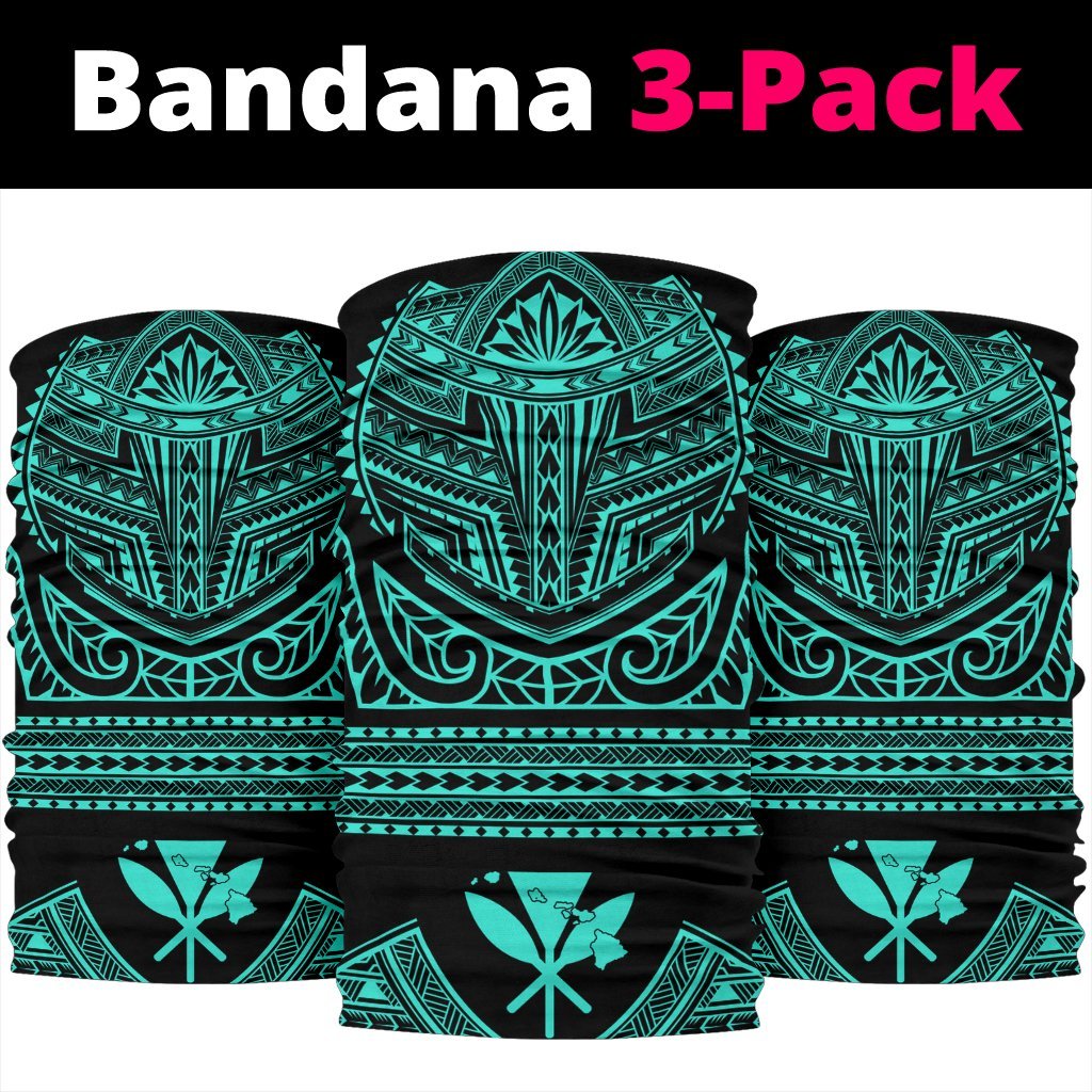 Hawaiian Kanaka Map Bandana 3 - Pack Nation Warrior Turquoise - Polynesian Pride