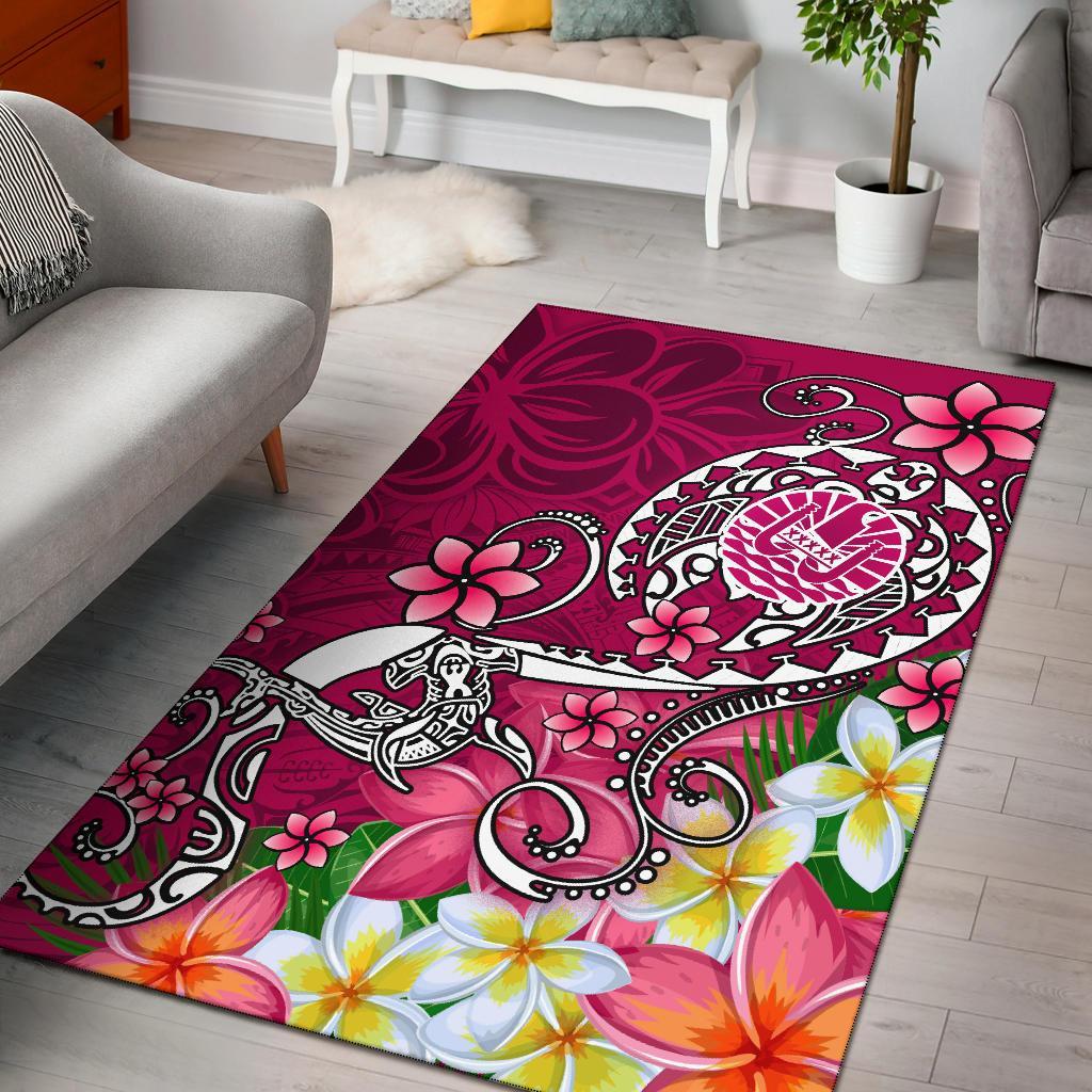 Tahiti Area Rug - Turtle Plumeria (Pink) Pink - Polynesian Pride