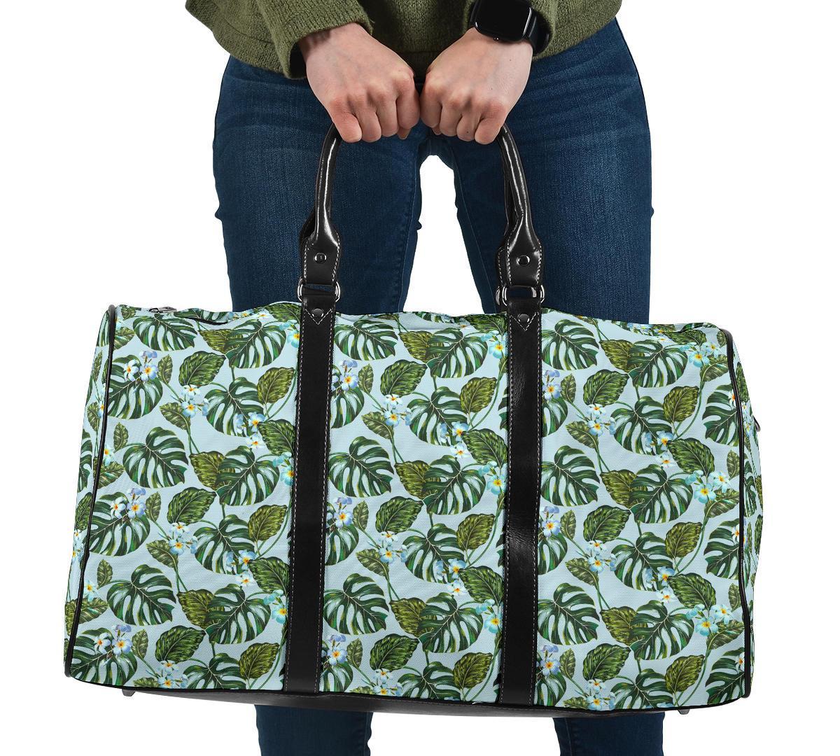 Tropical Flowers Monstera Leaf Hawaii Travel Bag Travel Bag One size Black - Polynesian Pride