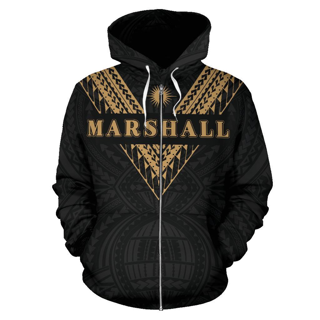 Marshall Islands All Over Zip up Hoodie Gold Sailor Style - Polynesian Pride
