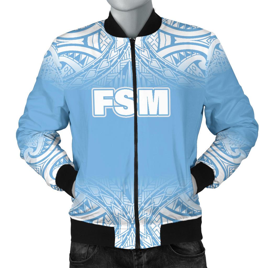 Federated States of Micronesia Men's Bomber Jacket - Fog Blue Style Blue - Polynesian Pride