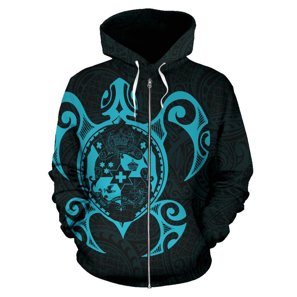 Tonga Polynesian Hoodie Tonga Coat of Arms In Turtle Map - Polynesian Pride