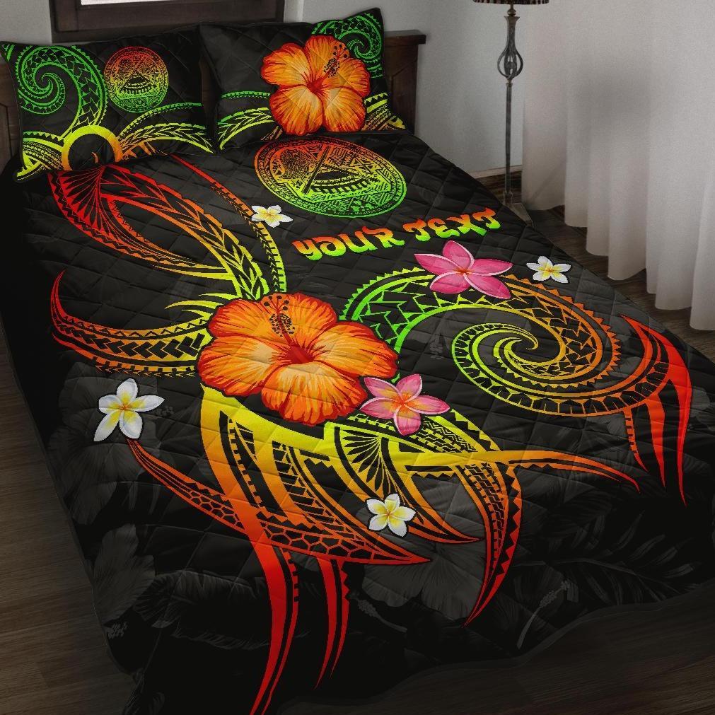 American Samoa Polynesian Personalised Quilt Bed Set - Legend of American Samoa (Reggae) Art - Polynesian Pride