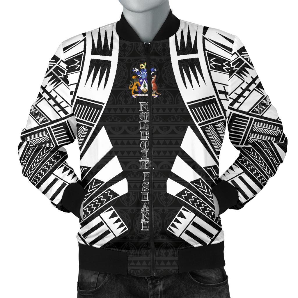 Norfolk Island Men Bomber Jackets - Polynesian Tattoo Black Black - Polynesian Pride