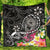 American Samoa Polynesian Premium Quilt - Turtle Plumeria (Black) Black - Polynesian Pride