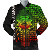 American Samoa Men's Bomber Jacket - AS Seal Rocket Style (Reggae) Black - Polynesian Pride