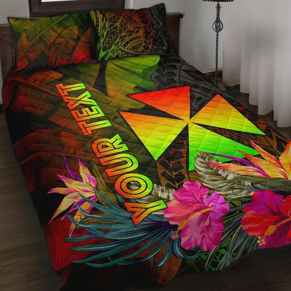 Wallis and Futuna Polynesian Personalised Quilt Bed Set - Hibiscus and Banana Leaves Art - Polynesian Pride