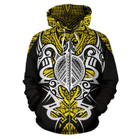 Hawaii Turtle Tribal Yellow Zip up Hoodie Armor Style - Polynesian Pride
