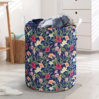 Tropical Hibiscus Red And Plumeria White Hawaii Laundry Basket Laundry Basket One Size Red - Polynesian Pride