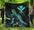 Hawaii Polynesian Premium Quilt - Turtle With Blooming Hibiscus Turquoise - Polynesian Pride