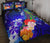 Samoa Quilt Bed Set - Humpback Whale with Tropical Flowers (Blue) Blue - Polynesian Pride