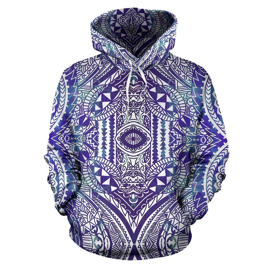 Hawaii Hoodie Polynesian Symmetry Gardient Violet Pullover Unisex Art - Polynesian Pride